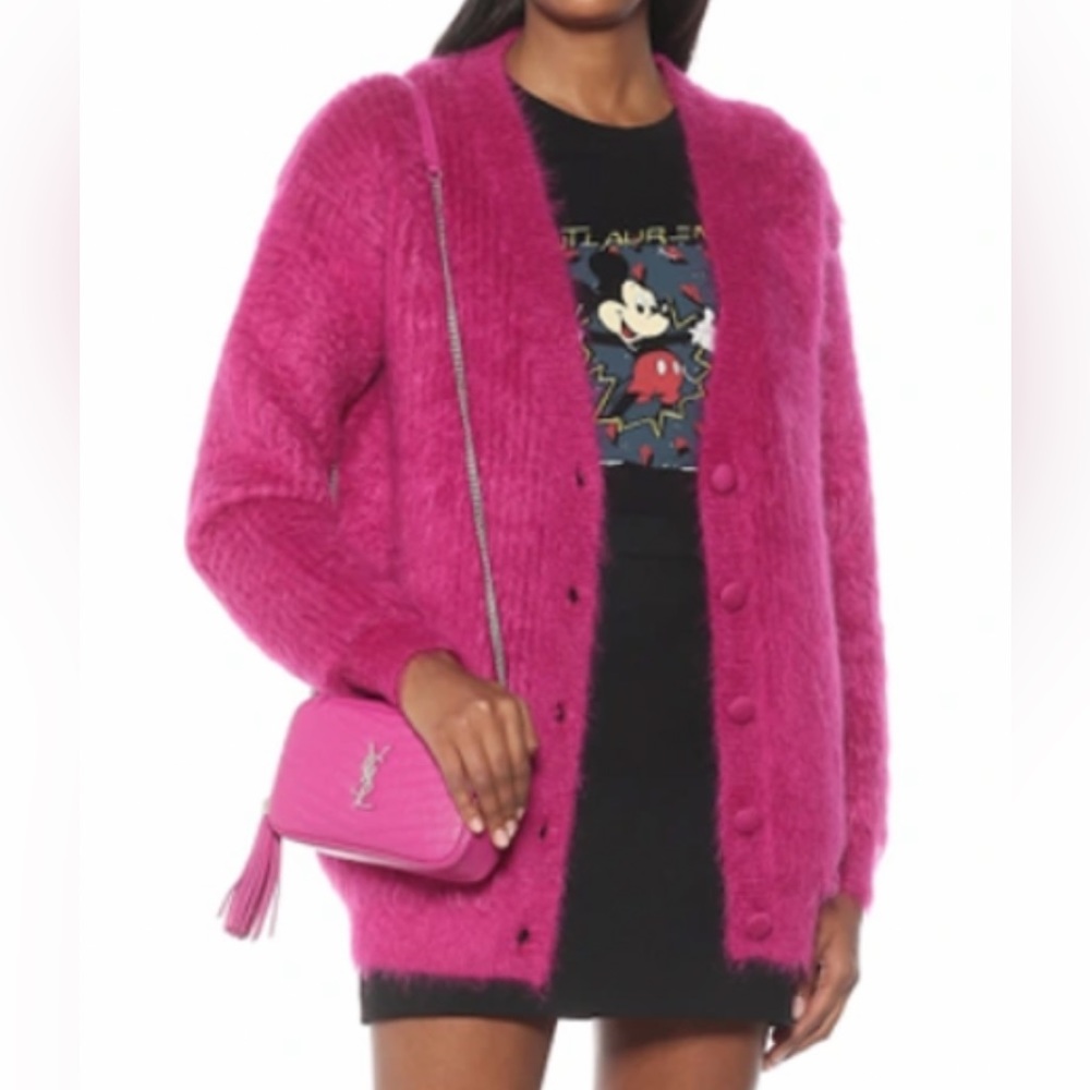 Saint Laurent Fuchsia Wool-mohair
Blend Cardigan